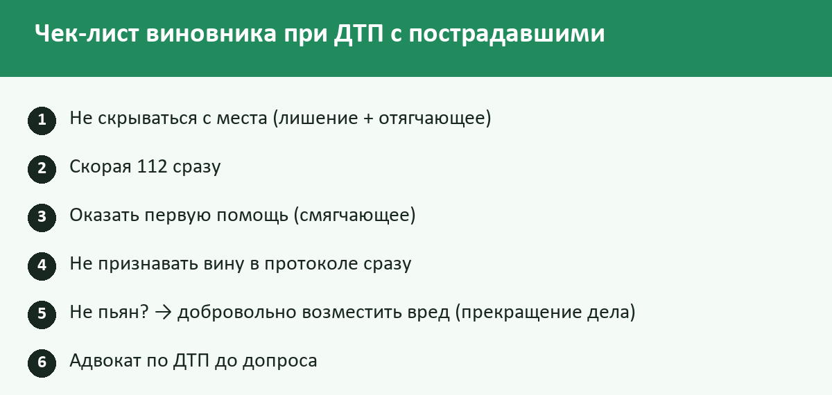 Чек-лист: ДТП с пострадавшими в 2026 году: уголовная и административная ответственность