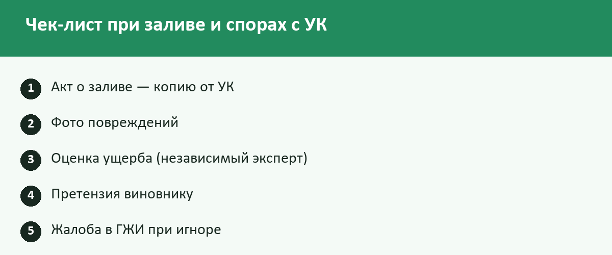 Чек-лист: Споры с управляющей компанией в 2026 году: протечки, отопление, перерасчёт